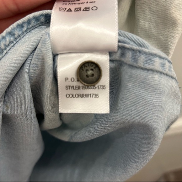 Paige Amelia Chambray Shirt Medium denim blue top button down - Picture 10 of 14